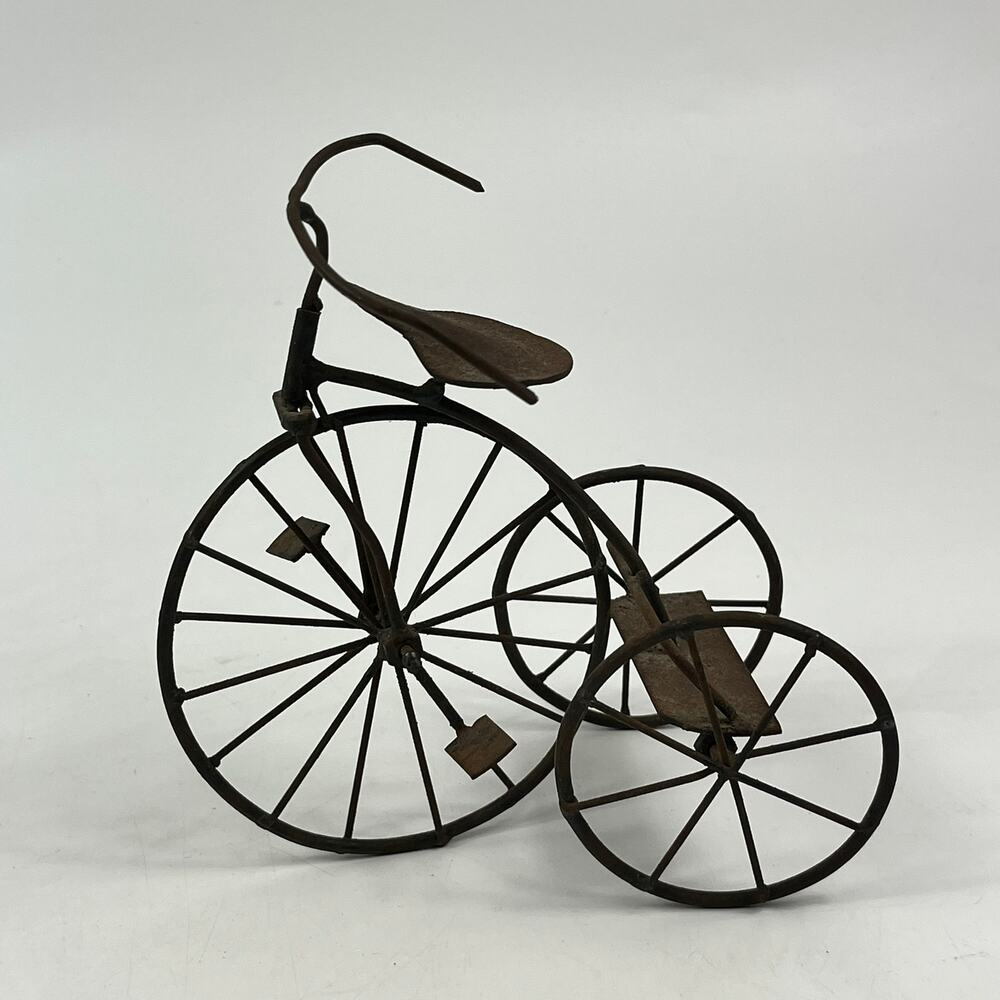 Vintage Mid Century Modern High Wheel Bicycle Decor Item Metal Wire Sculpture